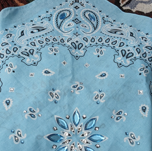 Biker  Bling Bandana Baby Blue - Picture 6 of 6